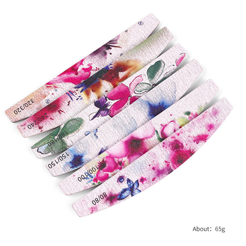 Nail Rubbing Strips for Manicures – 6-Piece Flower Design PS Nail Buffers