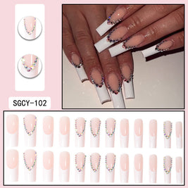 Long Pointed Gradient Nails - Blooming Electroplated Tips