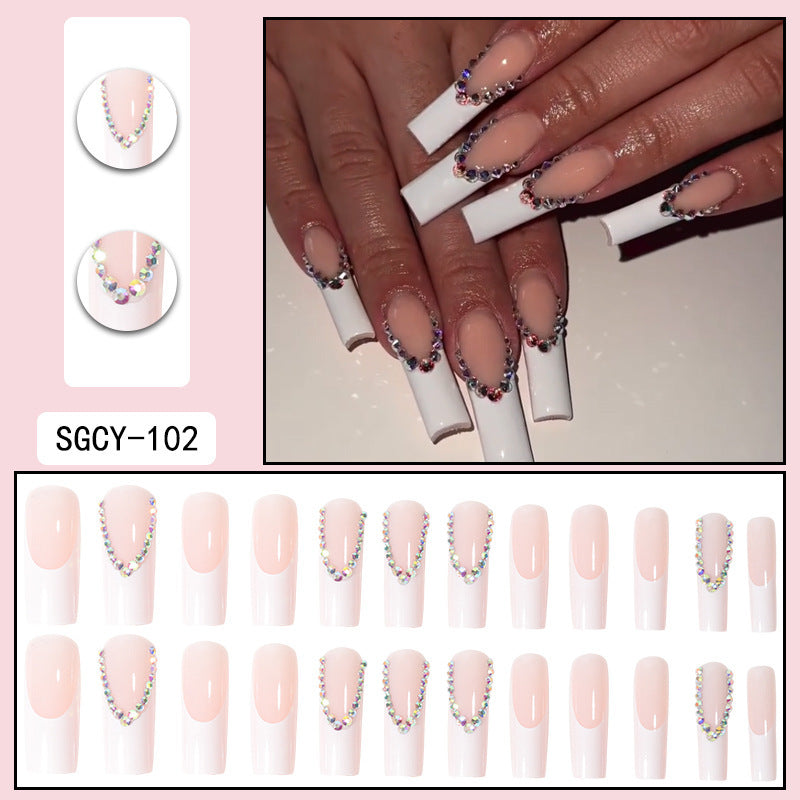 Long Pointed Gradient Nails - Blooming Electroplated Tips