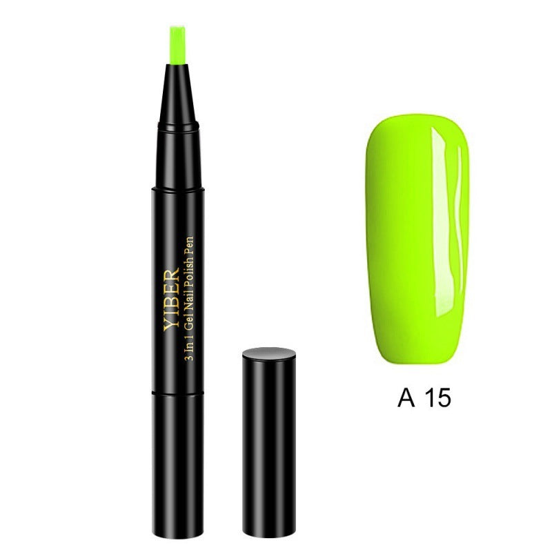 Multicolor Nail Art Pens - 5pc 3-in-1 Polish & Glue Set
