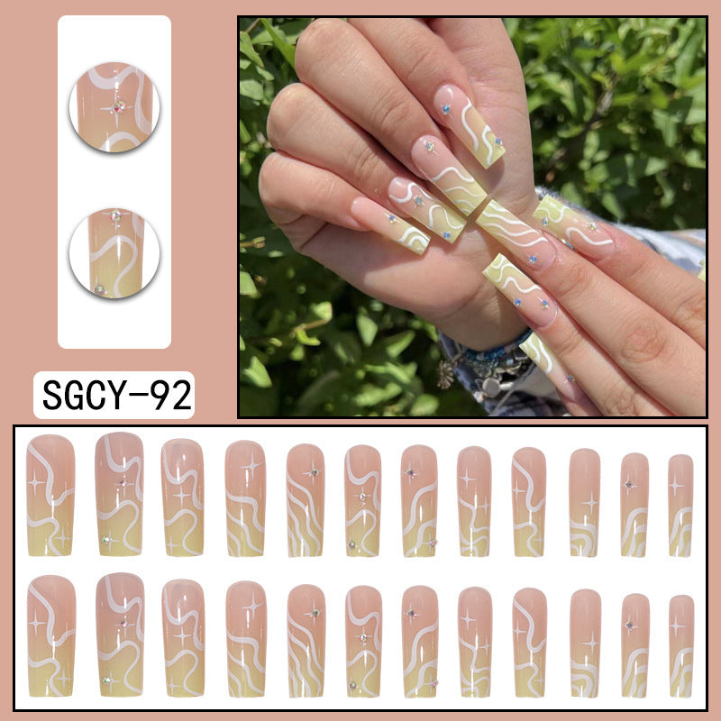Long Pointed Gradient Nails - Blooming Electroplated Tips