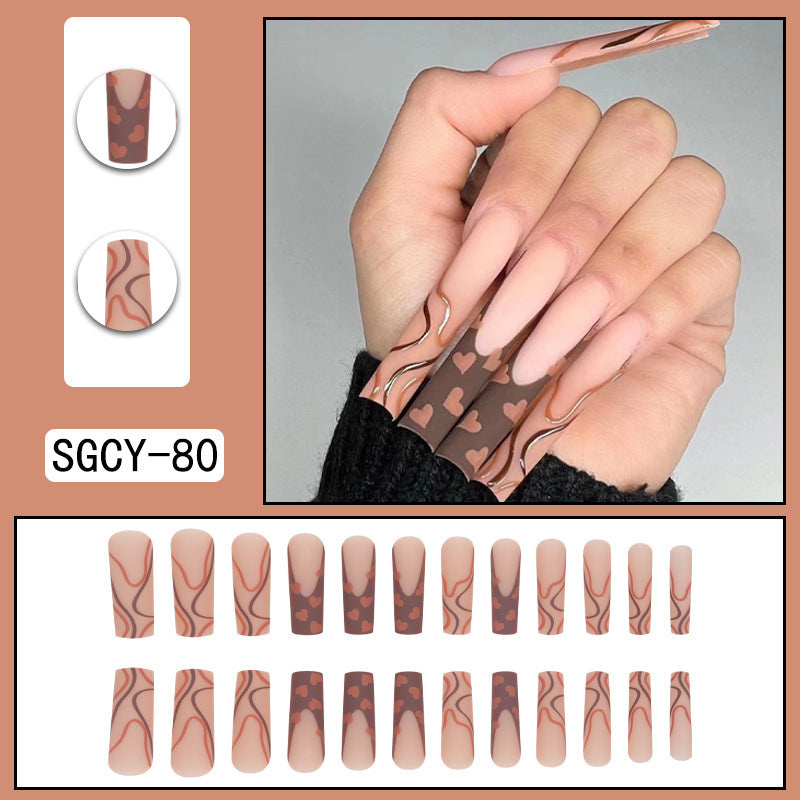 Long Pointed Gradient Nails - Blooming Electroplated Tips