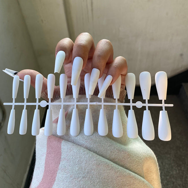 Matte Coffin False Nails - 24pcs Multi-Color Ballet Nail Set