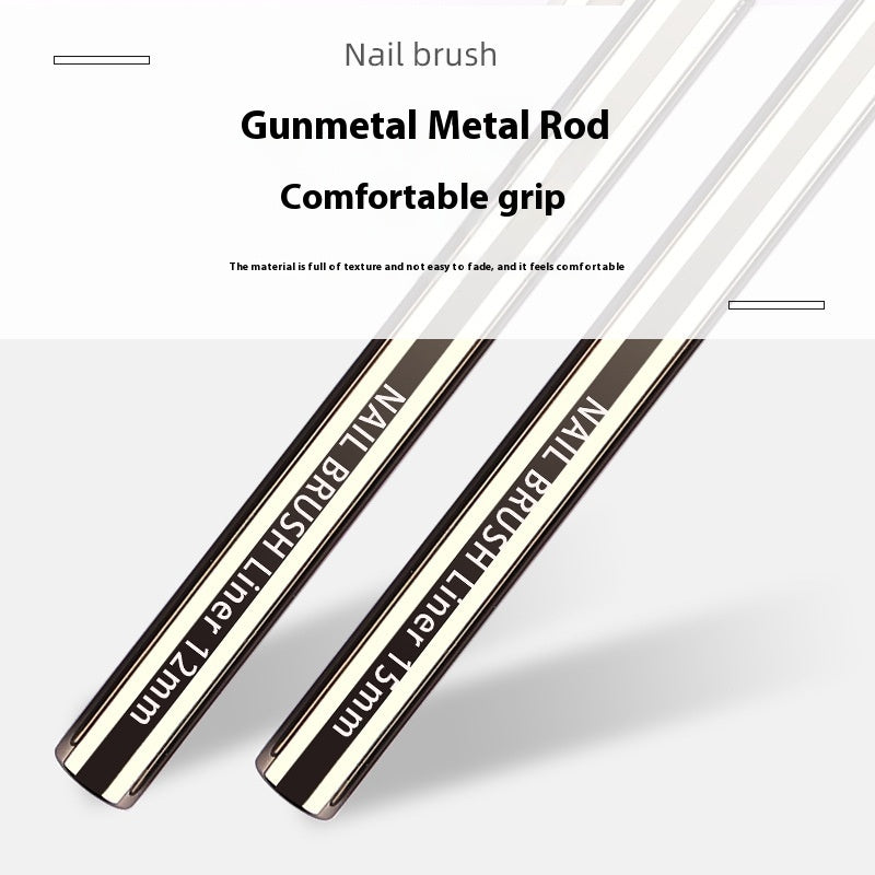 Professional Nail Art Line Pens – 5-Piece Gun Metal Set for Detailed Designs