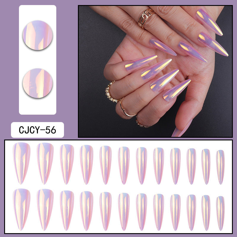 Long Pointed Gradient Nails - Blooming Electroplated Tips
