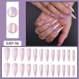 Long Pointed Gradient Nails - Blooming Electroplated Tips