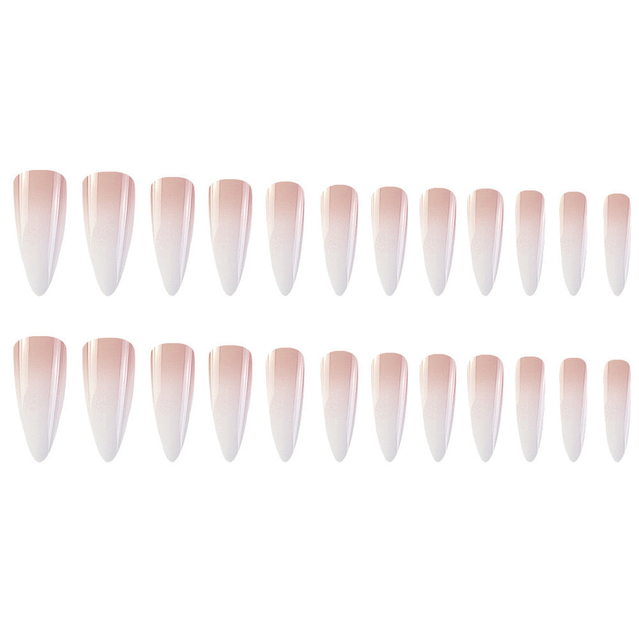 Milky White Gradient Nails - Long Drop Shape Press-On Set