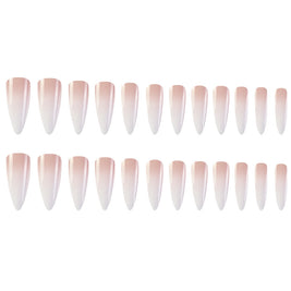 Milky White Gradient Nails - Long Drop Shape Press-On Set