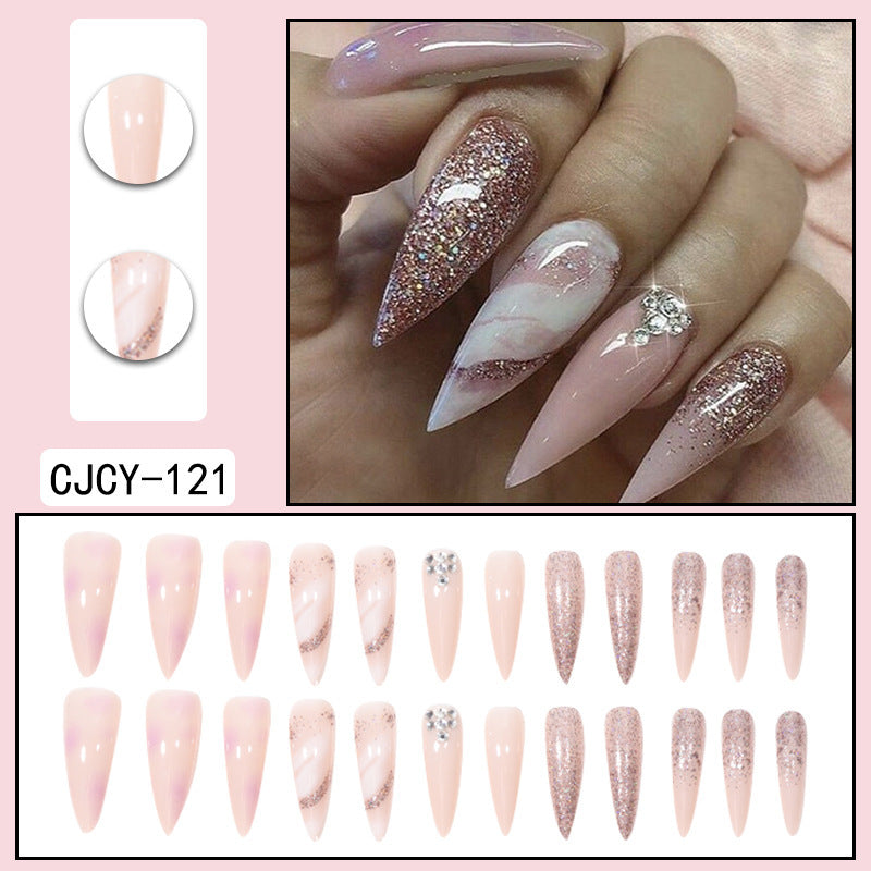 Long Pointed Gradient Nails - Blooming Electroplated Tips
