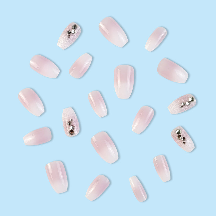 Autumn And Winter Lotus Root Starch Nail Tips Rhinestone Long