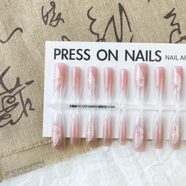 Matte & Glossy Almond Nails - Chinese Butterfly Nail Art