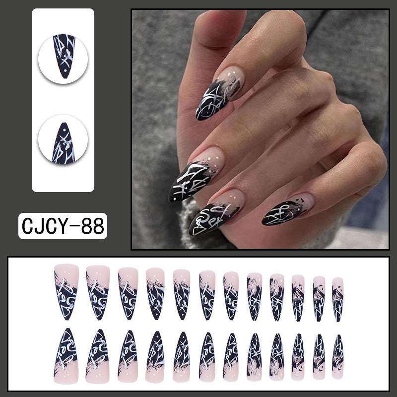 Long Pointed Gradient Nails - Blooming Electroplated Tips