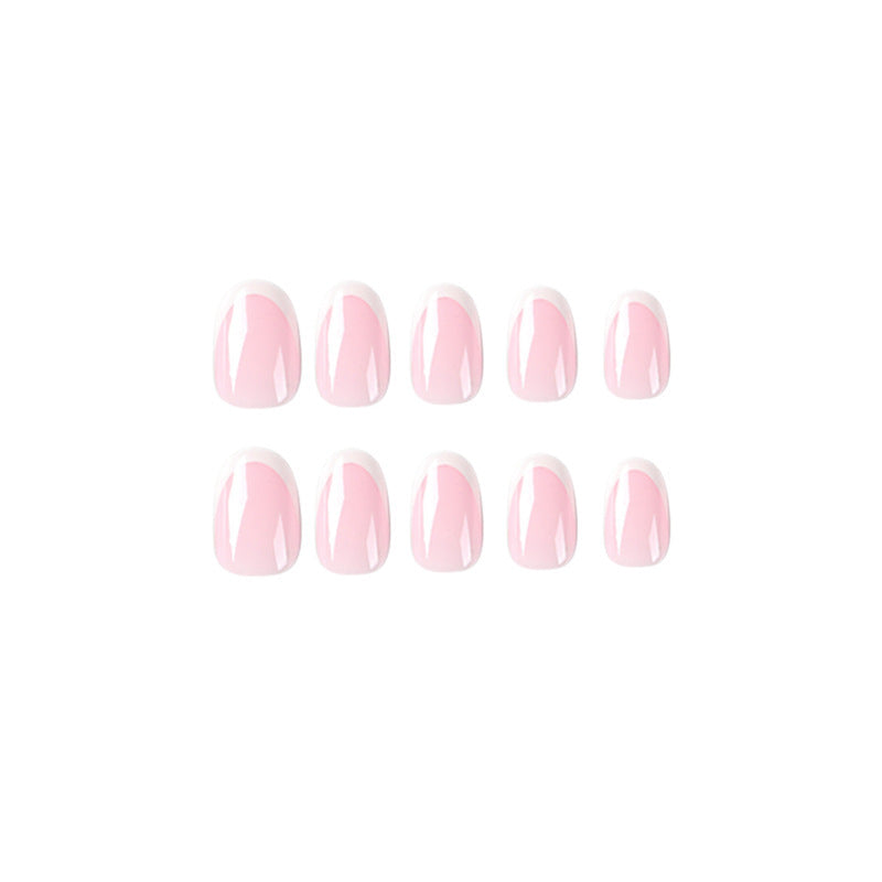 Classic French White Edge Nails - Pink ABS Press-On Set