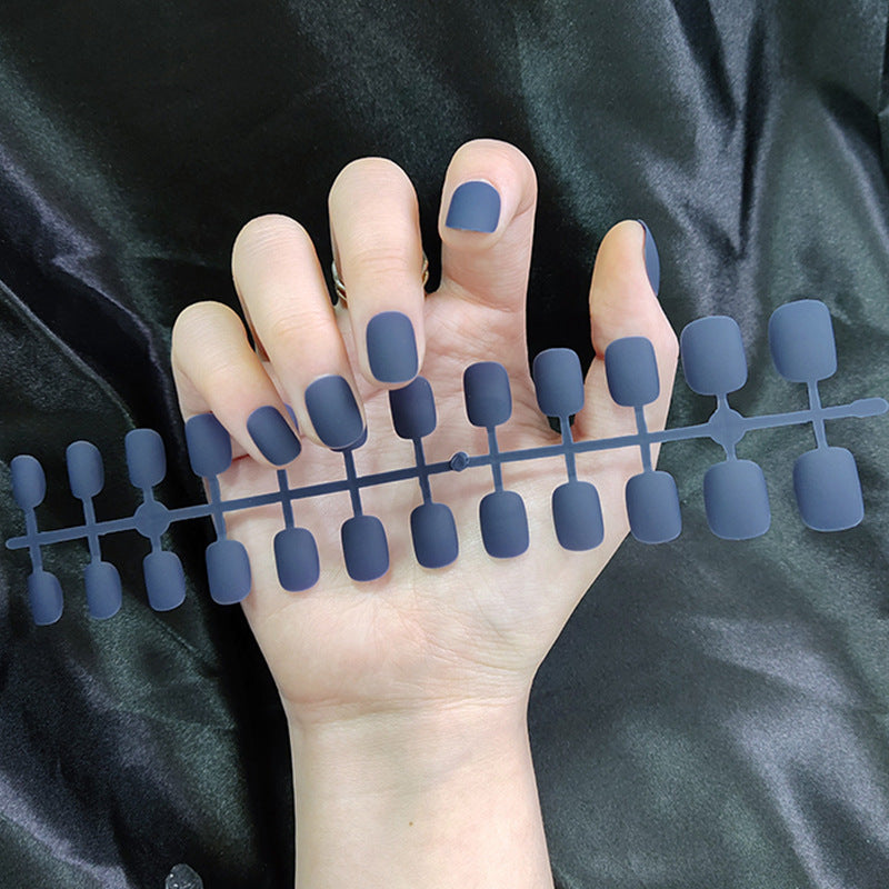Starry Sky Matte Nails - Short Round Fake Nail Set