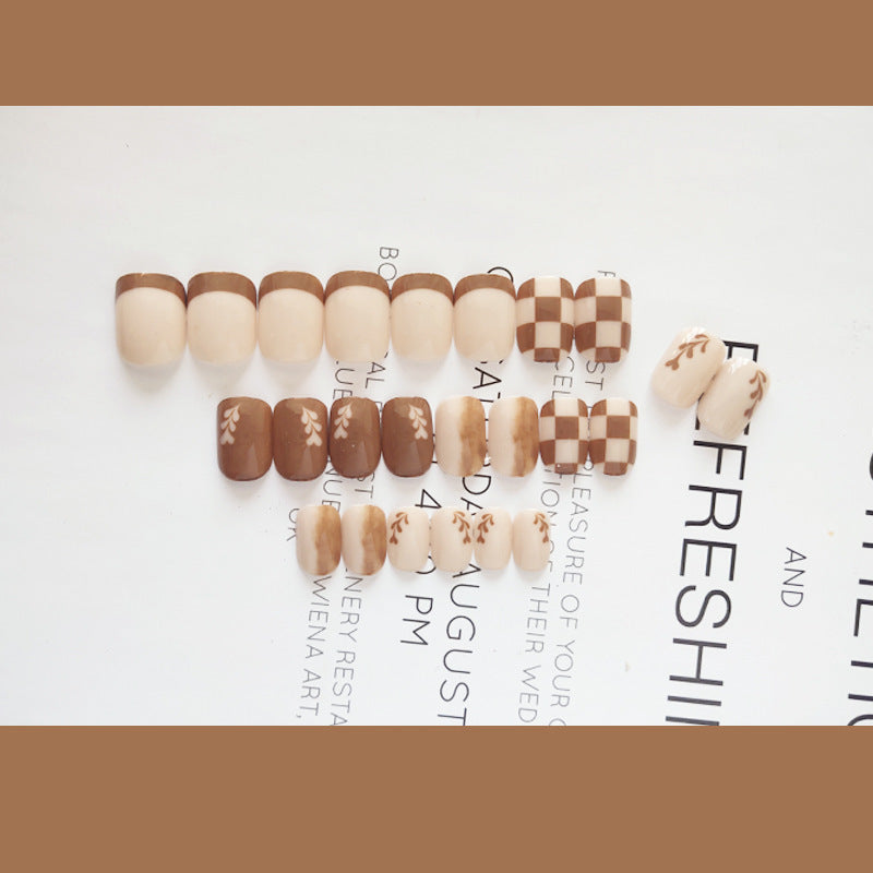 Latte-Inspired Nail Patches - Glue & Tools Included