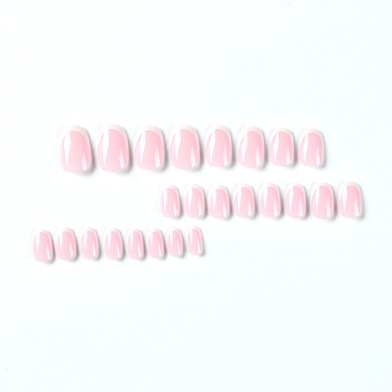 Classic French White Edge Nails - Pink ABS Press-On Set