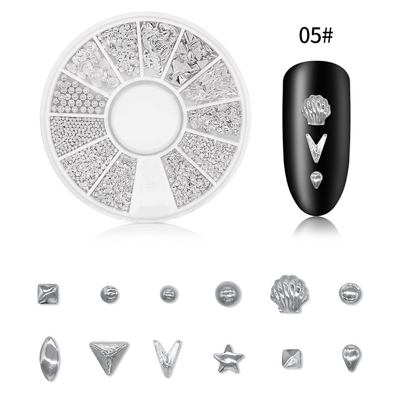 Professional Nail Art Sequins - Silver Rivet Xingyue 12 Grid Kit