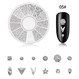Professional Nail Art Sequins - Silver Rivet Xingyue 12 Grid Kit