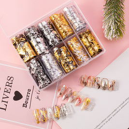 Starry Sky Nail Stickers - Japanese Sally Net Gold Foil Design