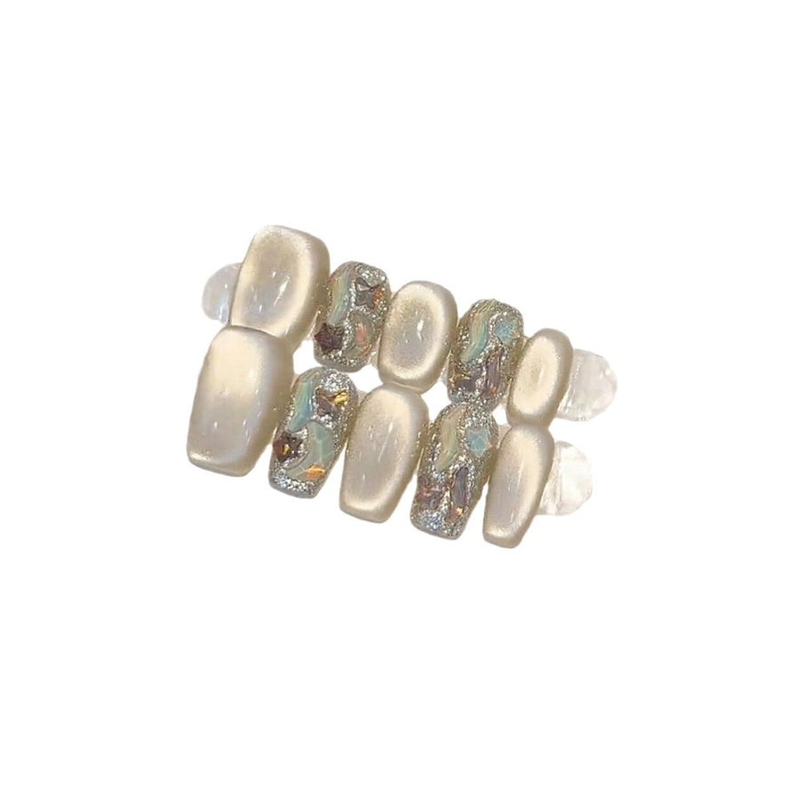 Mint Cat Eye UV Nails - Handmade Press-On Set