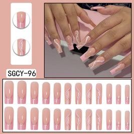 Long Pointed Gradient Nails - Blooming Electroplated Tips