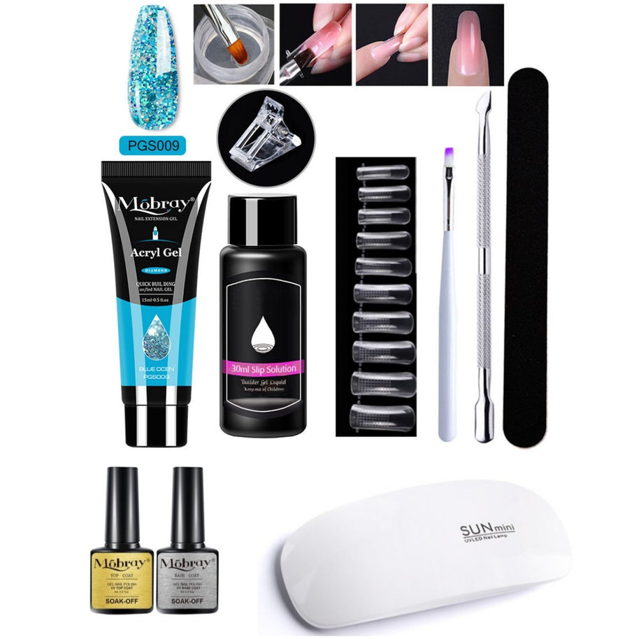 7-Piece Nail Extender Kit - UV/LED Crystal Resin Set