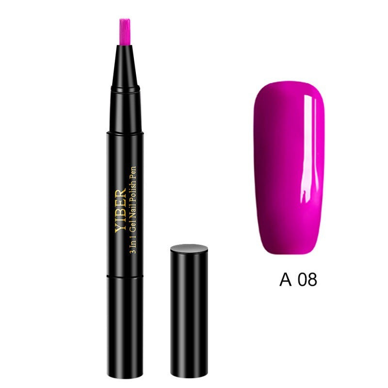 Multicolor Nail Art Pens - 5pc 3-in-1 Polish & Glue Set