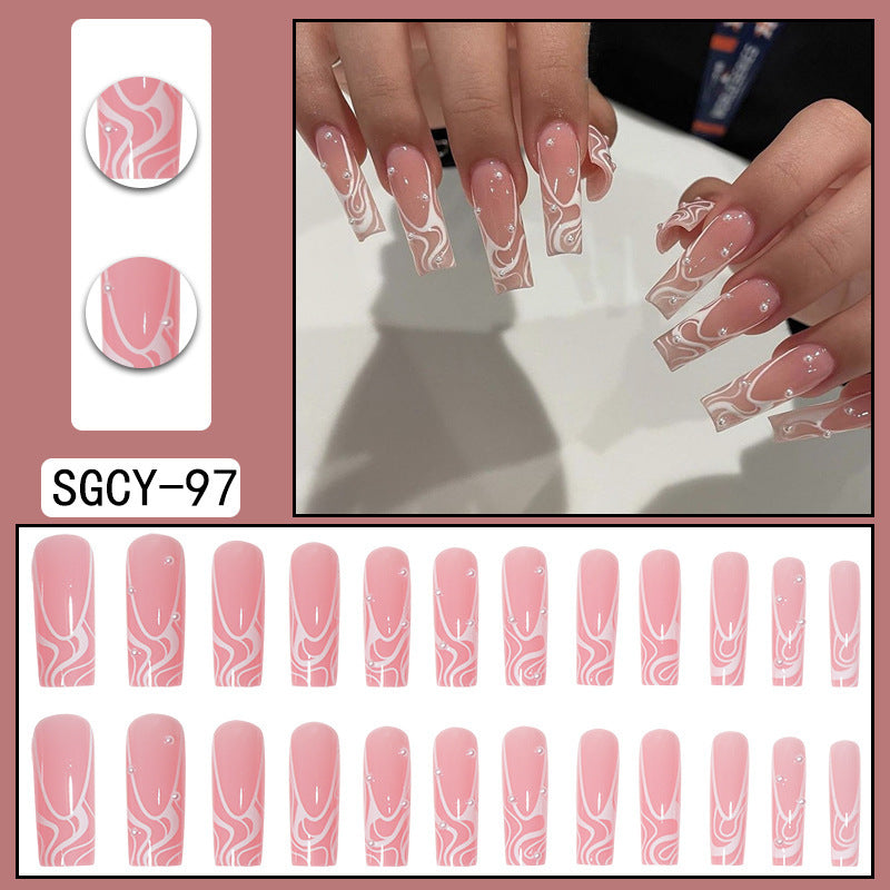 Long Pointed Gradient Nails - Blooming Electroplated Tips
