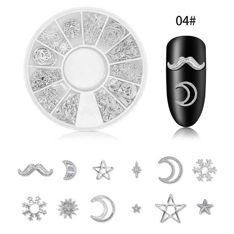 Professional Nail Art Sequins - Silver Rivet Xingyue 12 Grid Kit
