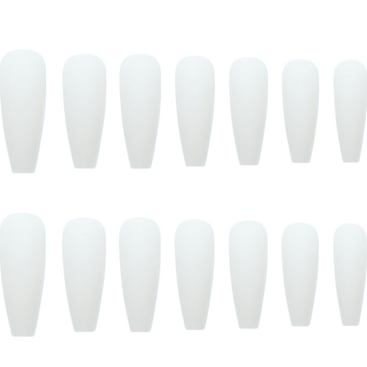 White Long T Nail Tips - Professional T-Grinding Design