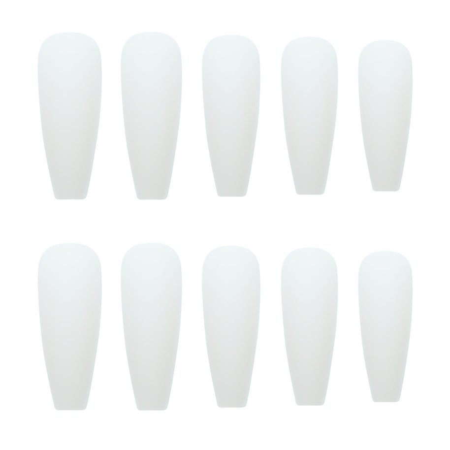 White Long T Nail Tips - Professional T-Grinding Design