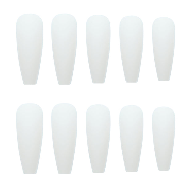 White Long T Nail Tips - Professional T-Grinding Design