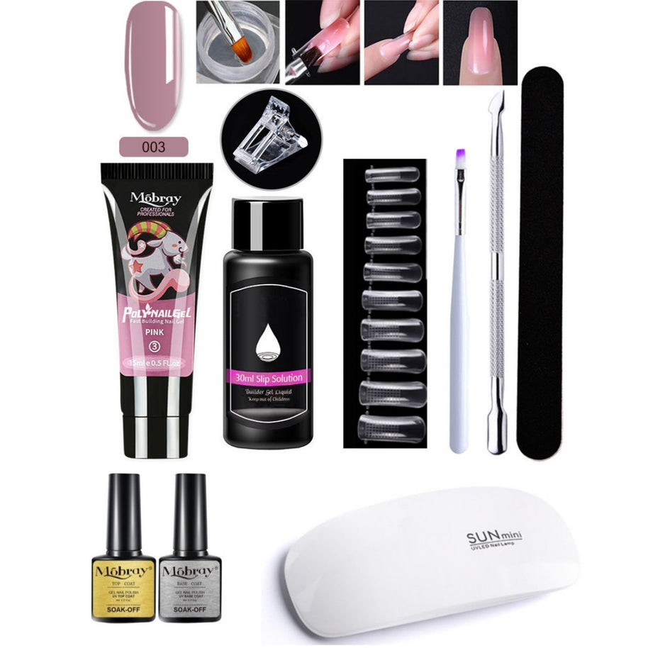 7-Piece Nail Extender Kit - UV/LED Crystal Resin Set