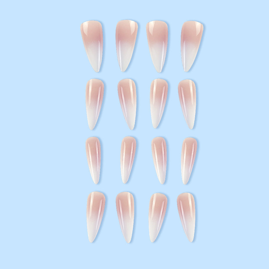 Milky White Gradient Nails - Long Drop Shape Press-On Set