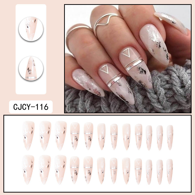 Long Pointed Gradient Nails - Blooming Electroplated Tips