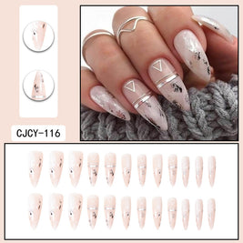 Long Pointed Gradient Nails - Blooming Electroplated Tips