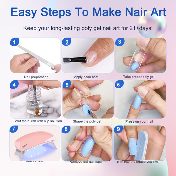 Polygel Nail Starter Kit - UV Lamp & All Essentials Included