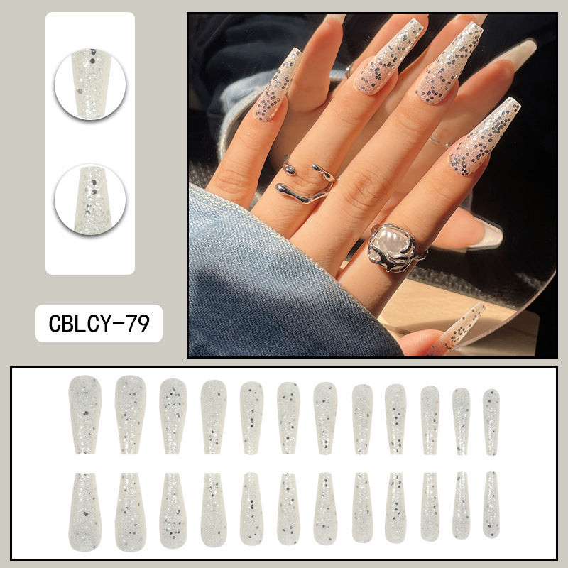 Long Pointed Gradient Nails - Blooming Electroplated Tips