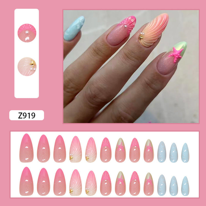 Sweet Press-On Nails – Starfish & Shell Nail Art