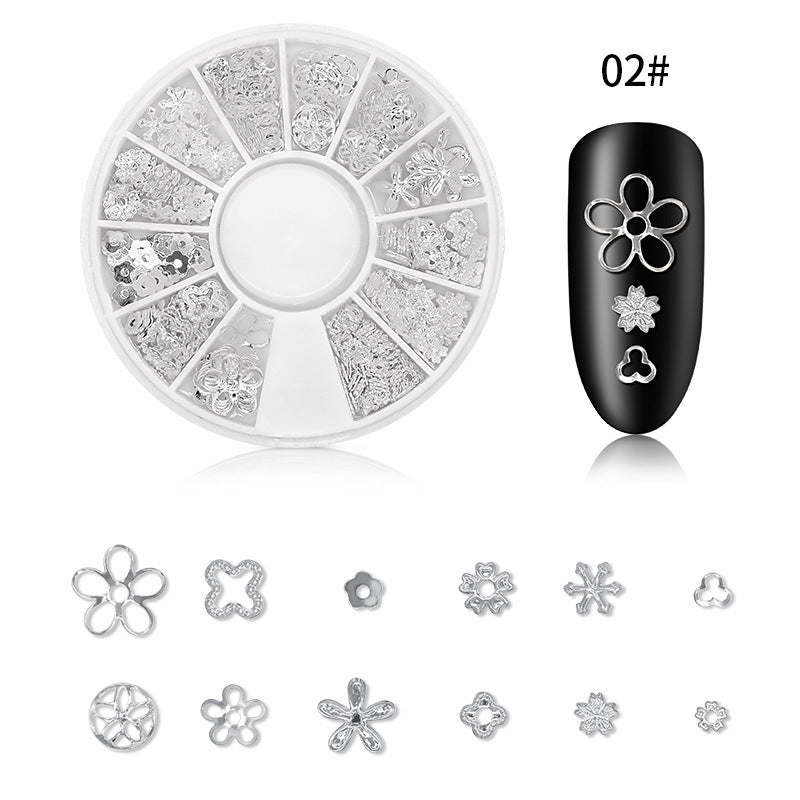 Professional Nail Art Sequins - Silver Rivet Xingyue 12 Grid Kit